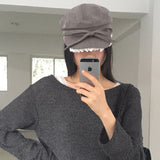 lira lace ribbon madoros hunting cap beret hat