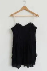 ボウタイ ルーシュド ミニ ドレス (BLACK)