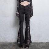 Incision Dye Bootcut Pants [Brown]