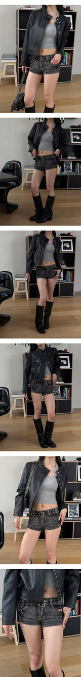 Crop leather blouson jacket(3color)