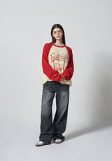 WAVE LOGO CHAIN KNIT - RED