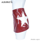 allbubble Red star leather skirt