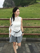 [Scarf SET] リンクルシアーサッカーミニドレス (2 pieces)