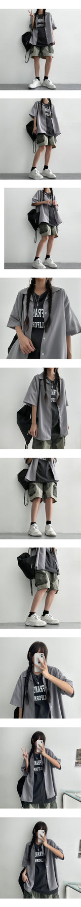 Pulse open collar short-sleeved shirt (10 colors)