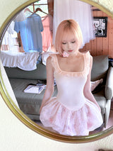 ROSE ISLAND Flower Bed Bud Ballet Dress Multi-layer Textured Patchwork Dreamy Summer Jellyfish Dress