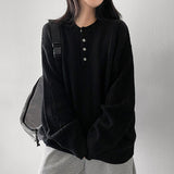 Ichi cable snap henry neck knitwear