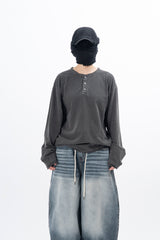 モリアンヘンリーネックダイイングロングスリーブTシャツ