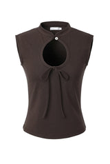 Ribbon hole top - brown