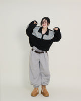 Femme Flower Pattern Quilted Fleece Long Sleeve T-Shirt (Button Detail)
