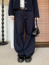 Penny Red Stitch Raw Wide Denim Pants