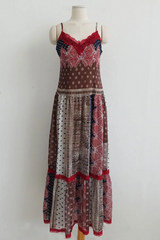 ETHNIC PATCHWORK LACE MAXI DRESS