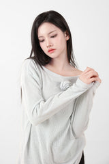 ルーズフィットコサージュニット MInt