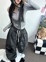 バルーンミリタリースウェットパラシュートピンタックパンツ 🩶💚🖤2カラー