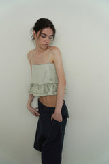 Tie satin blouse_mint