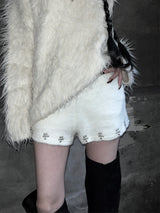 studded faux fur banded shorts (2color)