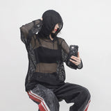 (Unisex) Baren シースルーフーディドTシャツ