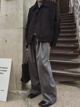 Luden wide pin tuck wool slacks