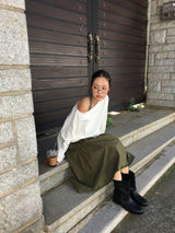 Smoke applique midi skirt (3color)