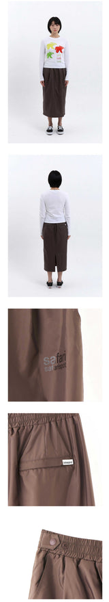 BASIC SAFARI POLY SKIRT (BROWN)