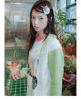 UnsocialNight original design autumn and winter light green cute イラストプリントハーフスカート female