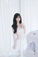 See-through layered lovely t-shirt