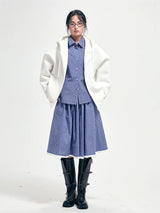 ホワイト / グレー フーディージャケット