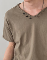 ヴェール ボタン Vネック ショートスリーブ Tシャツ