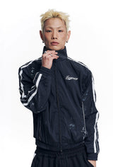 Dirty Nylon Piping Track Jacket - Black