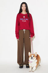 Friend printed PVC small label long-sleeved T-shirt