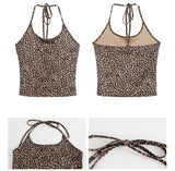 Leopard Halterneck Layered Long-Sleeved Knitwear