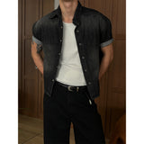 [MUSCLE FIT] Crop denim shirts(2color)