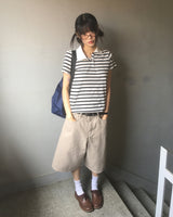  Nama Stripe Polo Collar Short Sleeve T-shirt