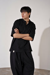 S-C オープンヘンリーネック 1/2 TEE (Black)