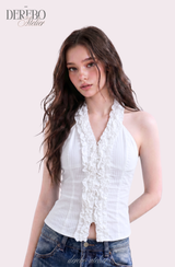 foam lace halterneck blouse
