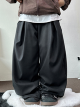 ツーピンタックウッドスラックスロングパンツ🩶🖤🤎3カラー