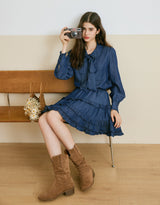 Naive Tie Set Denim Shirt Deep-denim