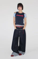 ROLL-UP WIDE DENIM