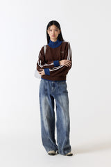 Sporty-Track-Semi-Crop-Knit-Zip-Up - 7COLOR