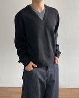 Inset Layered V-neck Knit