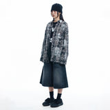 Washed Painted Check Shirt - CHARCOAL