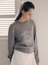 MAISON DE ROLA EMBROIDERY KNIT GRAY