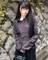 Kyuhi Diagonal Button One-Pocket Collar Shirt