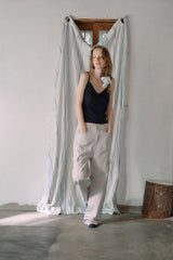  T/T Eyelet shirred knit top (navy)