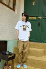 ベージュパピーホワイト半袖tシャツ
