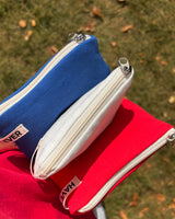Vivid soft cotton flat pouch - blue , M size