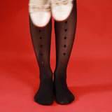 valentine heart black tights