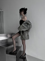 dual shade faux fur jacket (2color)