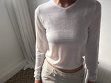 slim v-neck knit top