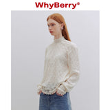 Why Berry 24SS "Misty Mist" オフホワイトレースショルダーシャツ