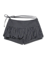 CHECKERED PUMPKIN SKIRT PANTS(NAVY)